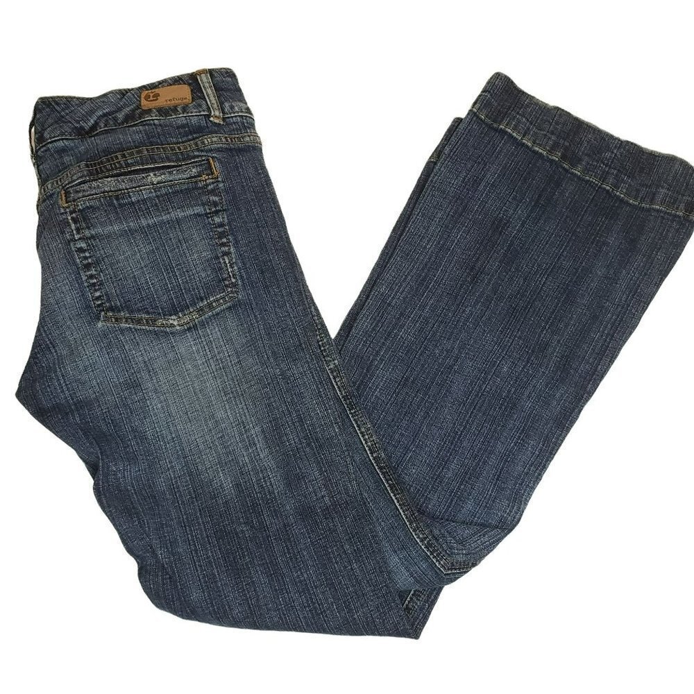 WOMEN'S Refuge Premium Flared Leg Stretch Denim Blue Jeans Sz 13 Low Rise Y2K